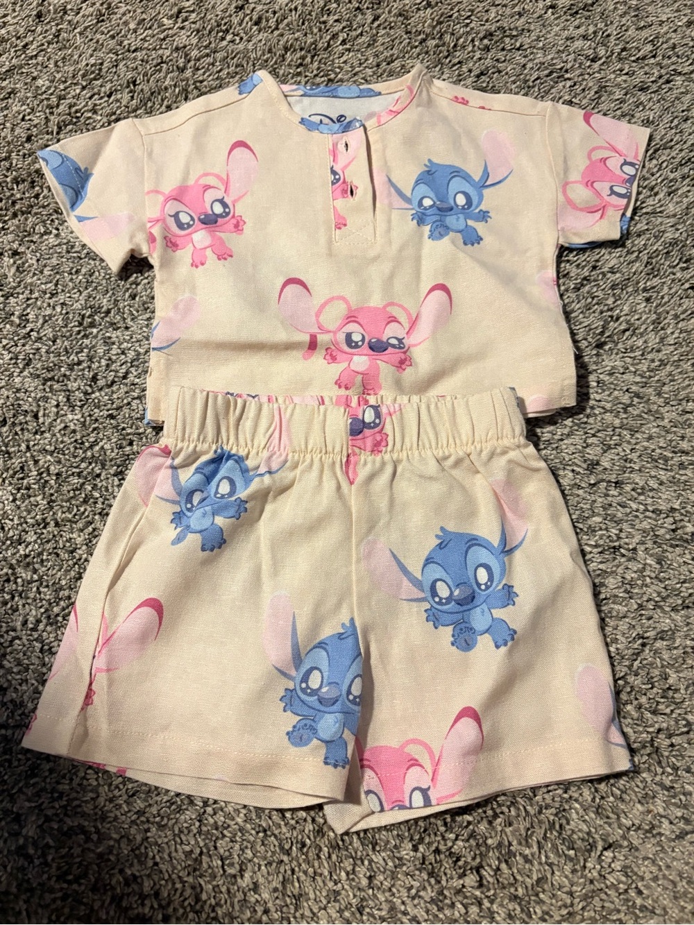 Disney Two-Piece Pink & Blue Character Pajama Set